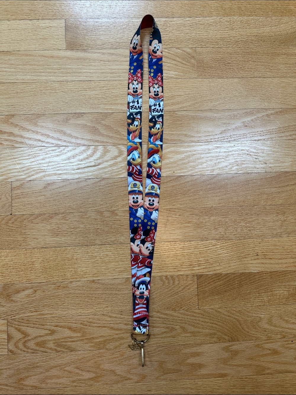Disney Cruise Line Red & Blue Mickey & Friends Lanyard with Metal Clip